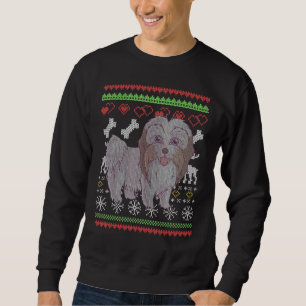 Havanese Dog Santa Claus Ugly Christmas Pattern X Sweatshirt