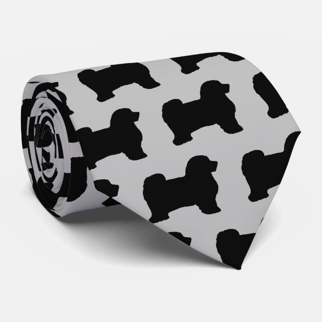 Havanese Dog Silhouette Tie (Rolled)