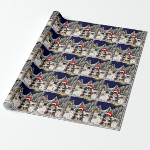 Havanese Dog Sitting On Beach Christmas Hat Wrapping Paper
