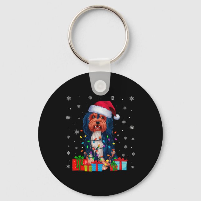Havanese Dog Ugly Xmas Lights Santa Havanese Dog C Keychain (Front)