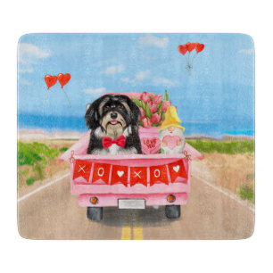 Havanese Dog Valentine's Day Truck Cutting Board