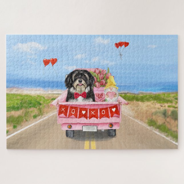 Havanese Dog Valentine's Day Truck Jigsaw Puzzle (Horizontal)