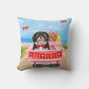 Havanese Dog Valentine's Day Truck Throw Pillow