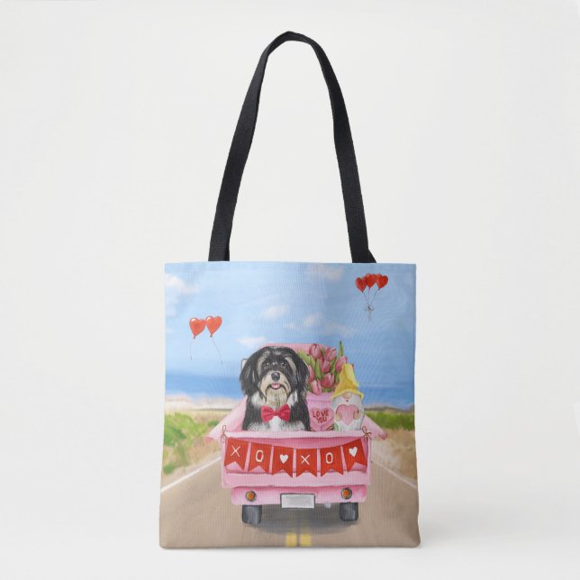 Havanese Dog Valentine's Day Truck Tote Bag (Front)