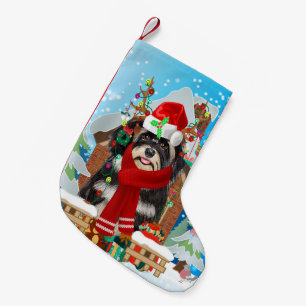 Havanese dog with Christmas gifts Small Christmas Stocking