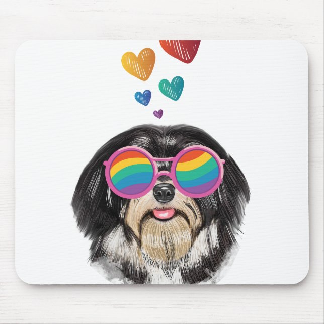 Havanese Dog with Hearts Valentine's Day  Mouse Pad (Front)