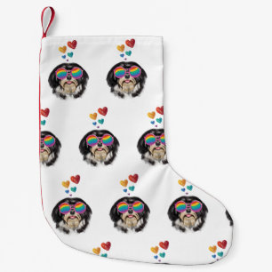 Havanese Dog with Hearts Valentine's Day Small Christmas Stocking