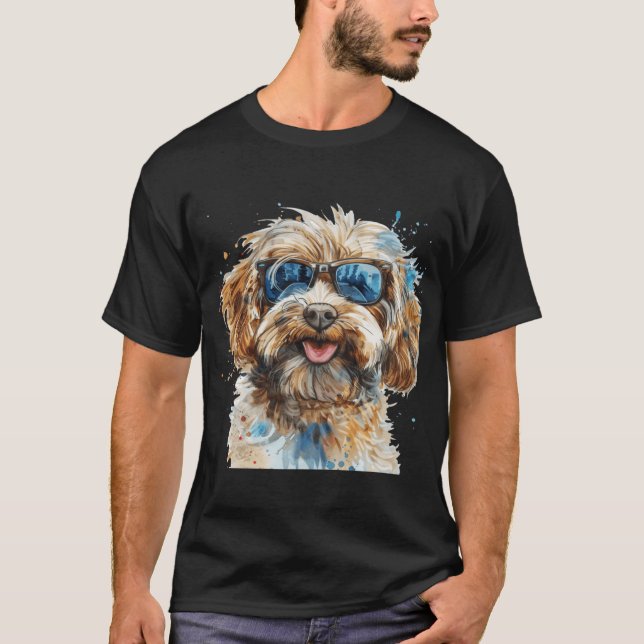 Havanese Dog with Sunglasses On retro T-Shirt (Front)