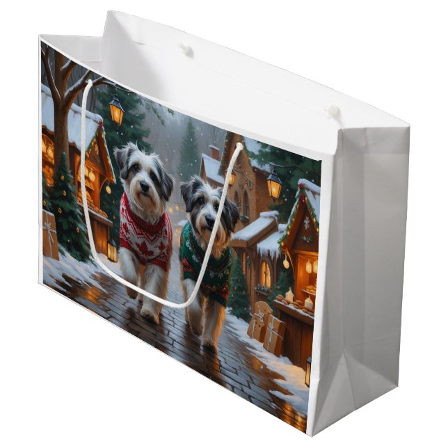 Havanese Dogs Christmas Snow Holiday  Large Gift Bag (Front Angled)