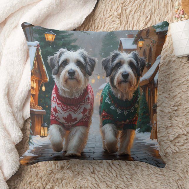 Havanese Dogs Christmas Snow Holiday  Throw Pillow (Blanket)