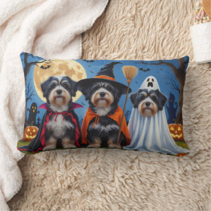 Havanese Dogs Pumpkin Halloween Funny  Lumbar Pillow