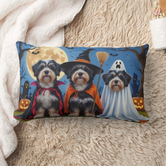 Havanese Dogs Pumpkin Halloween Funny  Lumbar Pillow (Blanket)