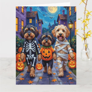 Havanese Dogs Trick-or-Treating Halloween Costumes Card