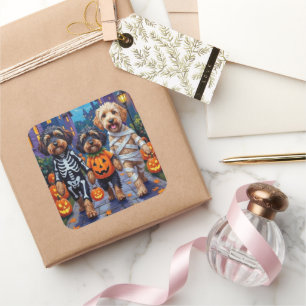 Havanese Dogs Trick-or-Treating Halloween Costumes Square Sticker