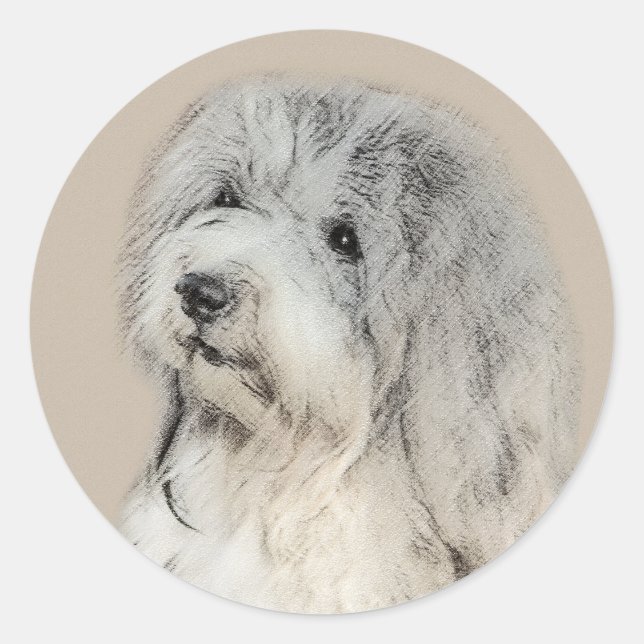 Havanese (Gold Sable) Painting - Original Dog Art Classic Round Sticker (Front)