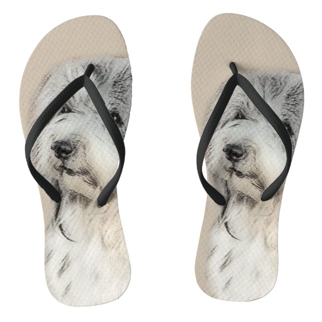 Havanese (Gold Sable) Painting - Original Dog Art Flip Flops (Footbed)