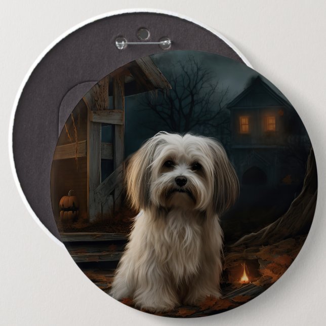 Havanese Halloween Scary 6 Inch Round Button (Front & Back)