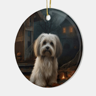 Havanese Halloween Scary Ceramic Ornament