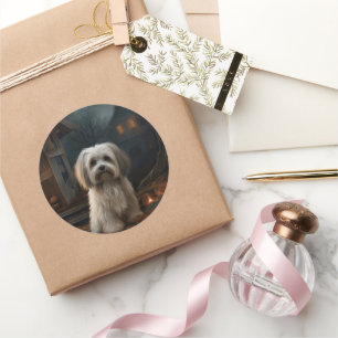 Havanese Halloween Scary Classic Round Sticker