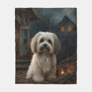 Havanese Halloween Scary Fleece Blanket