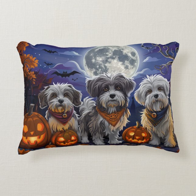 Havanese Halloween Spooky Accent Pillow (Front)