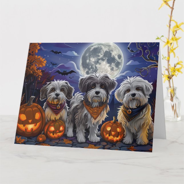 Havanese Halloween Spooky Card (Yellow Flower)