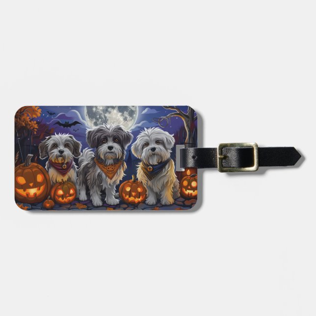 Havanese Halloween Spooky Luggage Tag (Front Horizontal)