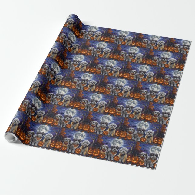 Havanese Halloween Spooky Wrapping Paper (Unrolled)