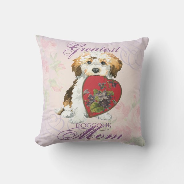 Havanese Heart Mom Throw Pillow (Front)
