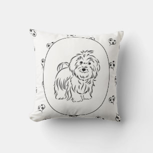 Havanese Hearts and Pawprints Throw Pillow