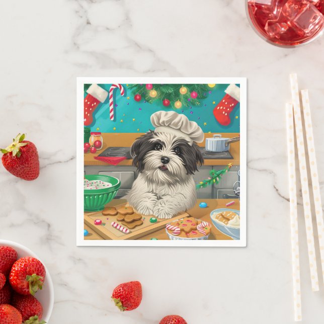 Havanese Holiday Baking: Festive Christmas Napkin (Insitu)
