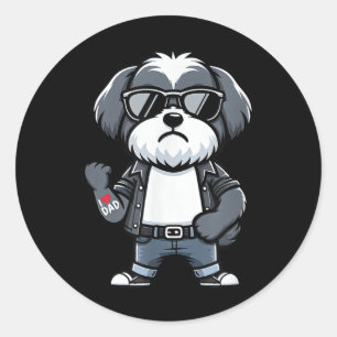 Havanese I Love Dad Funny Dog Tattoo Classic Round Sticker