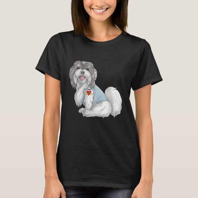 Havanese I Love Mom Tattoo Dog Funny Mother's Day T-Shirt (Front)