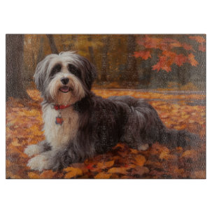 Havanese in Autumn Leaves Fall Inspire  Cutting Board