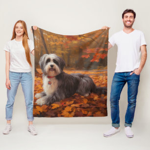 Havanese in Autumn Leaves Fall Inspire  Fleece Blanket