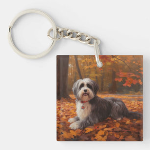 Havanese in Autumn Leaves Fall Inspire Keychain