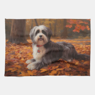 Havanese in Autumn Leaves Fall Inspire  Kitchen Towel