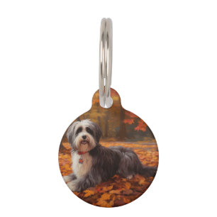 Havanese in Autumn Leaves Fall Inspire  Pet Tag