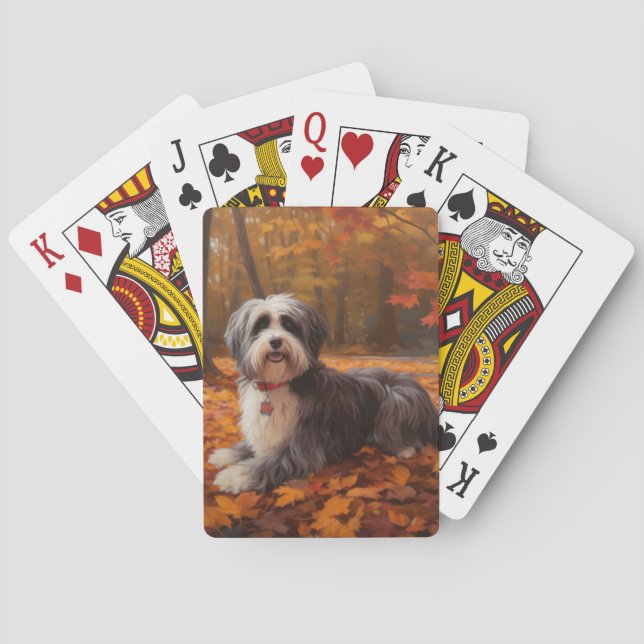 Havanese in Autumn Leaves Fall Inspire  Playing Cards (Back)