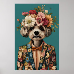 Havanese In Suit Poster, Havanese Portrait Poster
