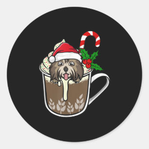 Havanese Is Sitting In Cocoa Hot Chocolate Christm Classic Round Sticker