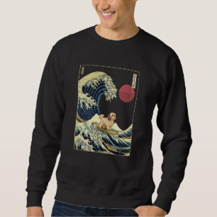 Havanese Japanese Kanagawa Wave Surf Dog 1 Sweatshirt