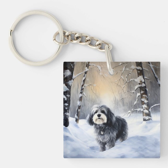 Havanese Let It Snow Christmas Keychain (Front)