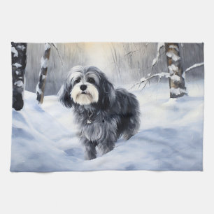 Havanese Let It Snow Christmas Kitchen Towel