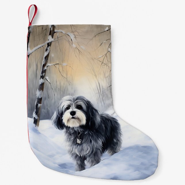 Havanese Let It Snow Christmas Small Christmas Stocking (Front)