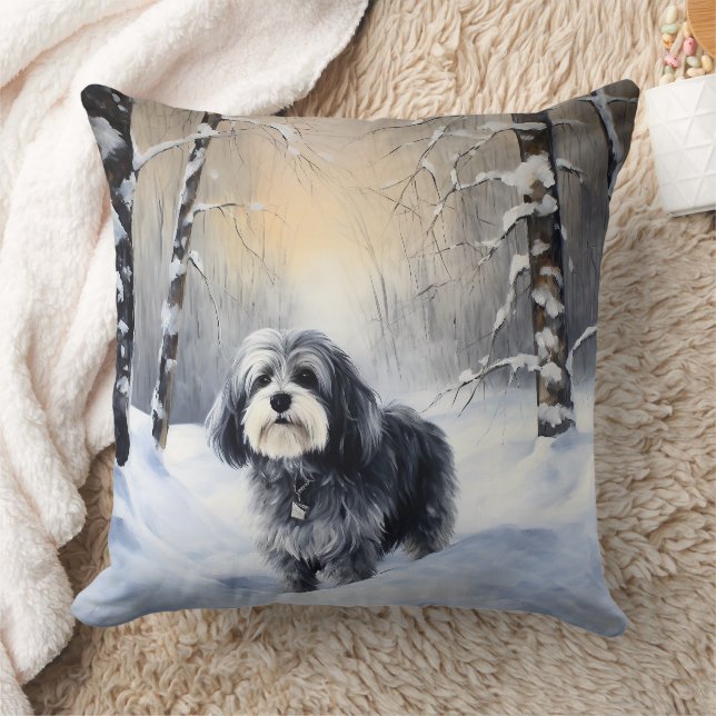 Havanese Let It Snow Christmas Throw Pillow (Blanket)