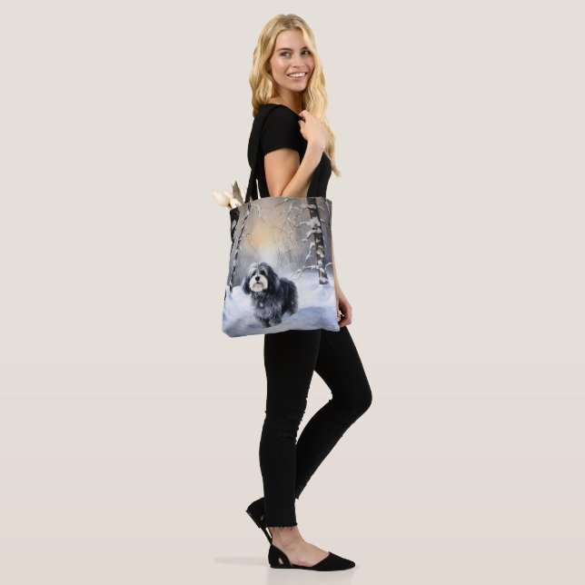 Havanese Let It Snow Christmas Tote Bag (On Model)