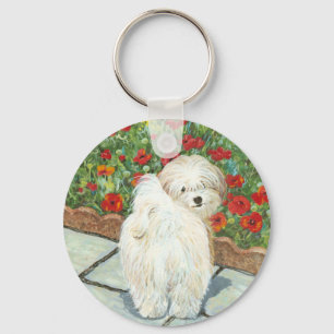 Havanese n Poppies Christmas Gifts and Cards Keychain