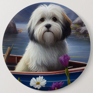 Havanese on a Paddle: A Scenic Adventure 6 Inch Round Button