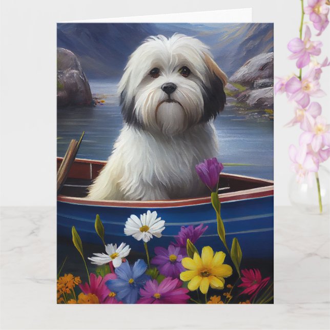 Havanese on a Paddle: A Scenic Adventure Card (Orchid)
